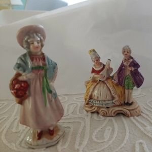 Rare Vintage Colonial Couple Porcelain Figurines Occupied Japan Germany( 2 )